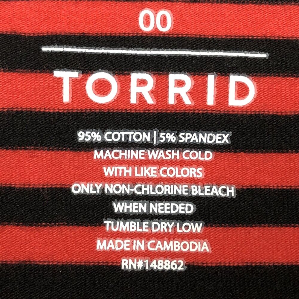 Torrid Pencil Skirt Size 00 Woman 10/12 Red Black Stripe Foldover Stretch Knit - Picture 5 of 9